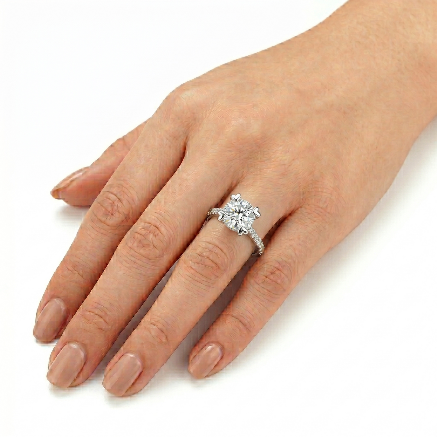 Platinum Plated Silver Moissanite Ring 1.5ct Center Stone