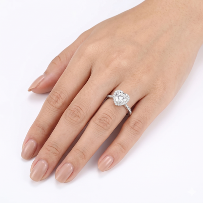 Silver or Gold Moissanite Halo Engagement Ring 1ct