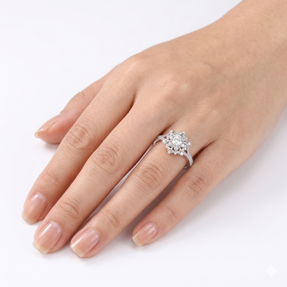 Silver or Gold Moissanite Engagement Ring Snowflake