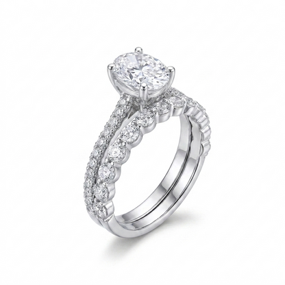 Silver Or Gold Silver Oval Moissanite Half Eternity Wedding Ring 1ct