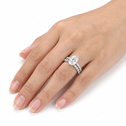 Silver Or Gold Silver Oval Moissanite Half Eternity Wedding Ring 1ct