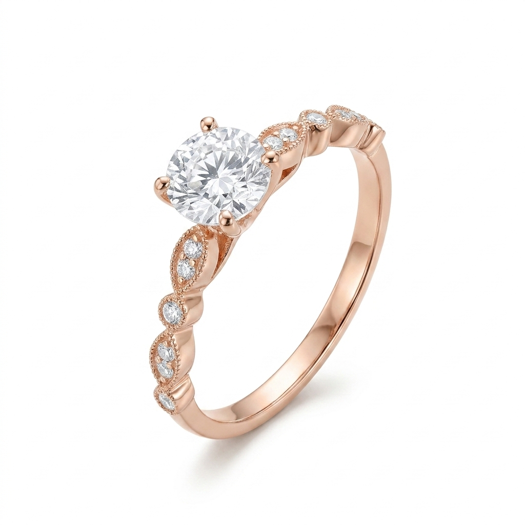 14K ROSE GOLD ENGAGEMENT RING 1CT