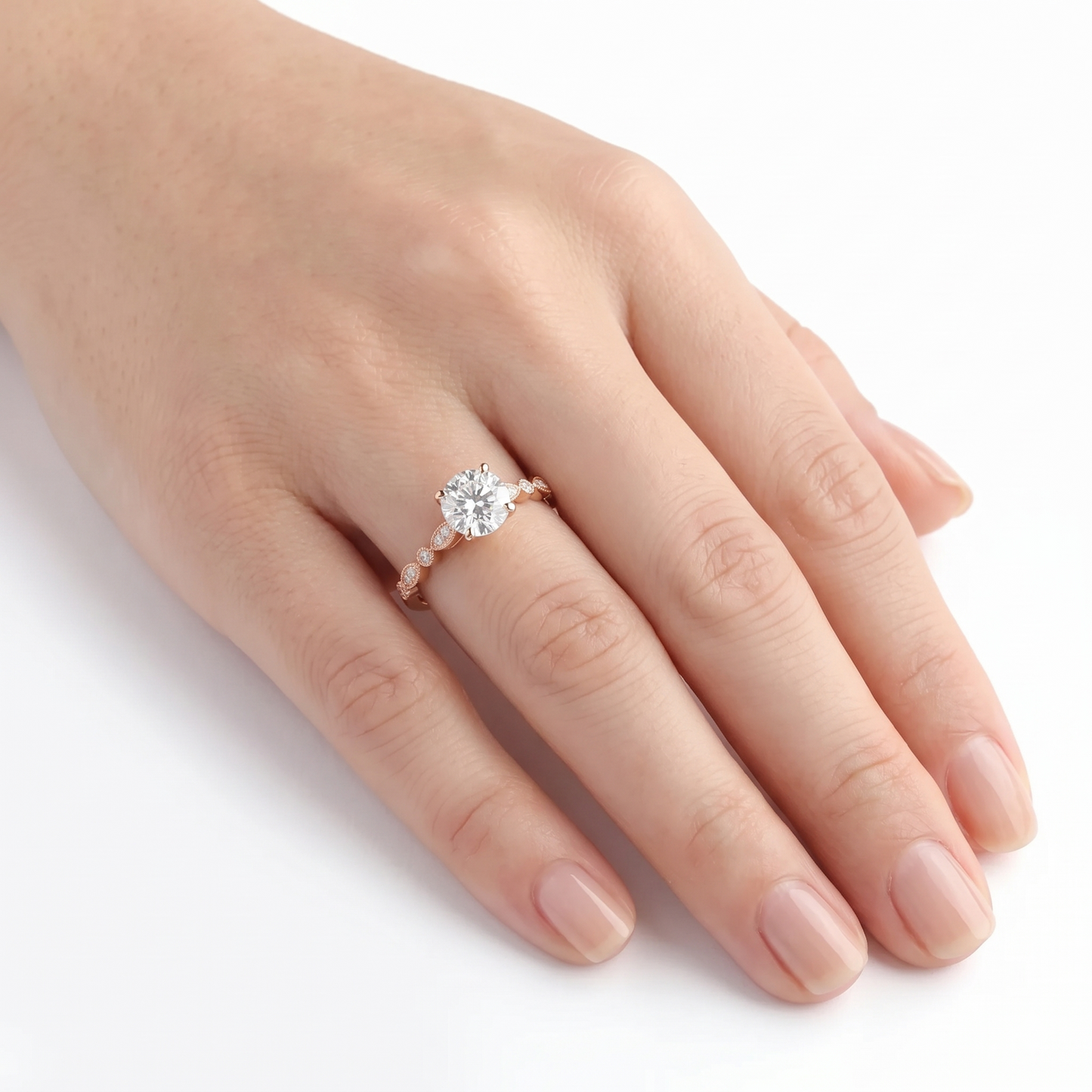 14K ROSE GOLD ENGAGEMENT RING 1CT