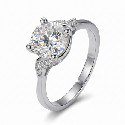 White Gold Plated Silver Moissanite Engagement Ring 1 Carat