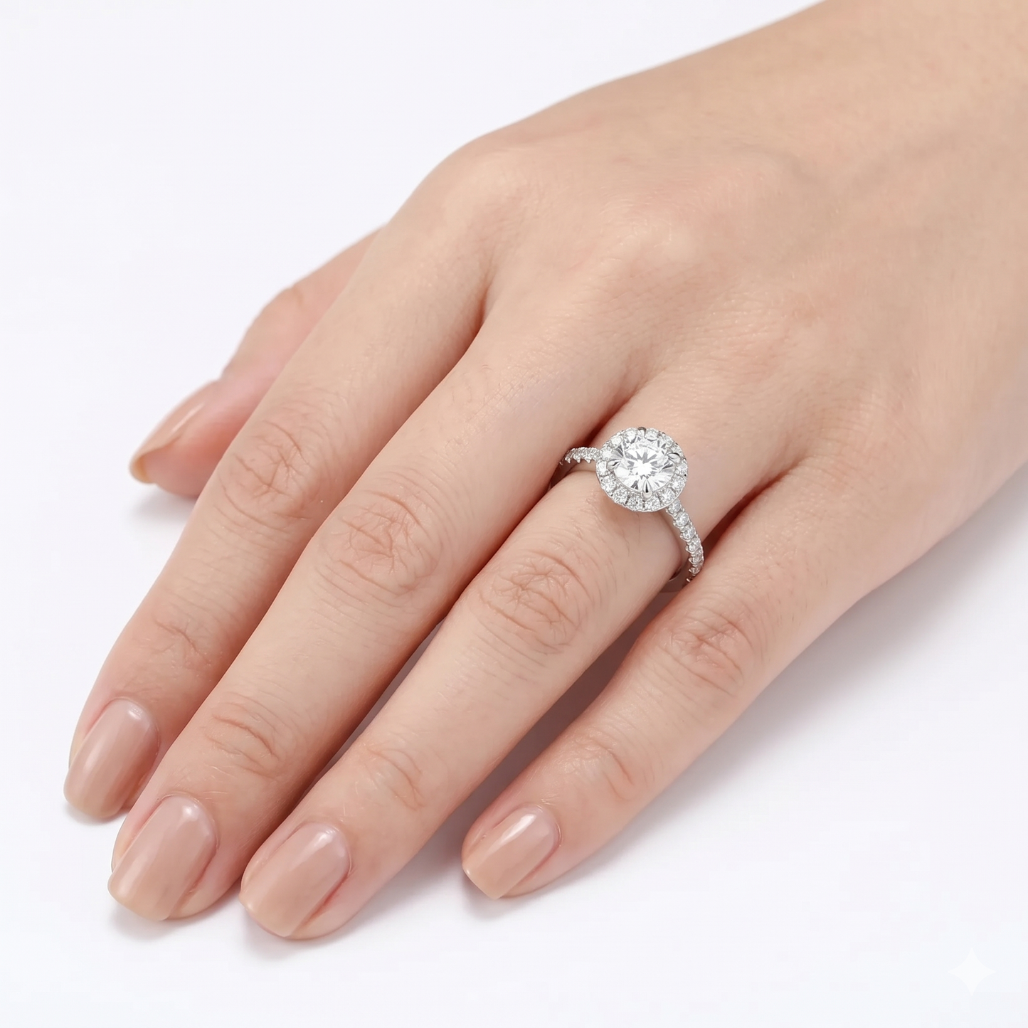 Silver or Gold Plated Silver Halo Moissanite Engagement Ring Affordable 1ct