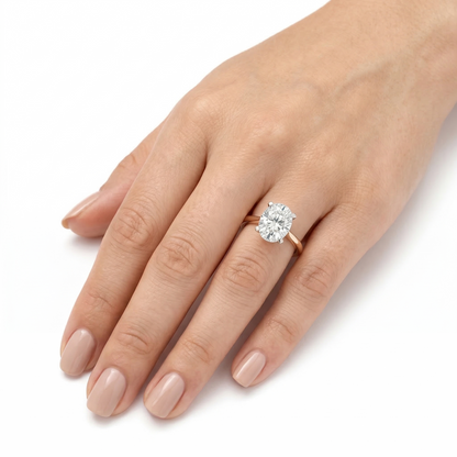 14k Yellow & White Gold Solitaire 2 Carat Oval Moissanite Ring