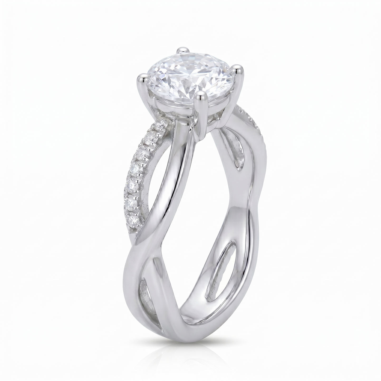 Silver Or Gold Silver Halo Twist Band Moissanite 1ct