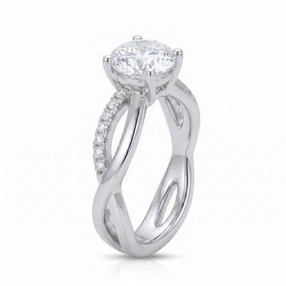 Silver Or Gold Silver Halo Twist Band Moissanite 1ct