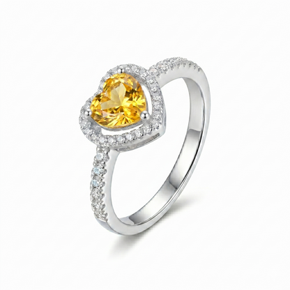 Silver or Gold  Moissanite Halo Citrine Engagement Rings