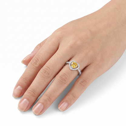 Silver or Gold  Moissanite Halo Citrine Engagement Rings