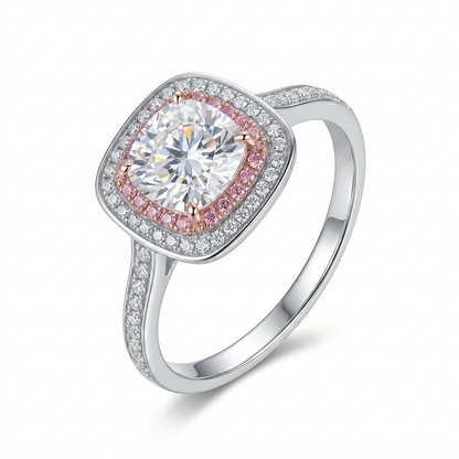 Silver or Gold Two Tone Double Halo Engagement Ring 2ct