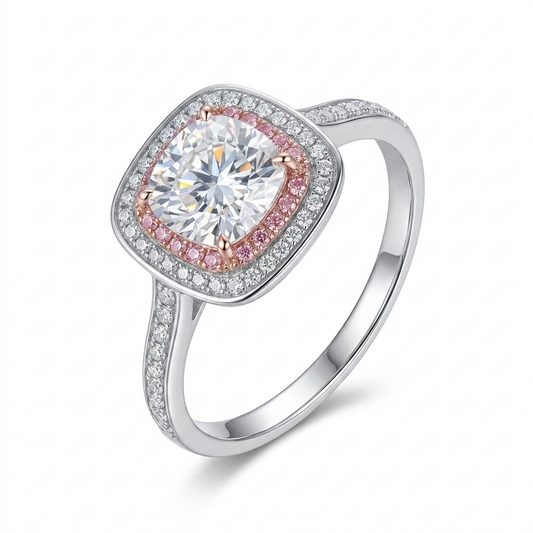 Silver or Gold Two Tone Double Halo Engagement Ring 2ct