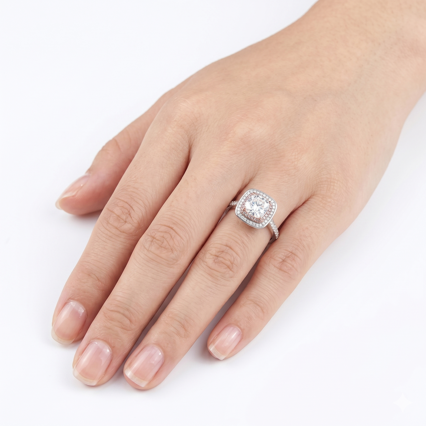 Silver or Gold Two Tone Double Halo Engagement Ring 2ct
