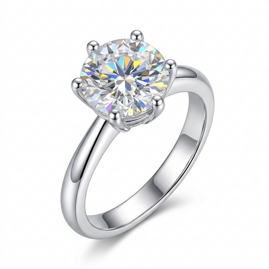 14k White Gold Solitaire Moissanite Promise Rings Woman 1ct - 5ct Options