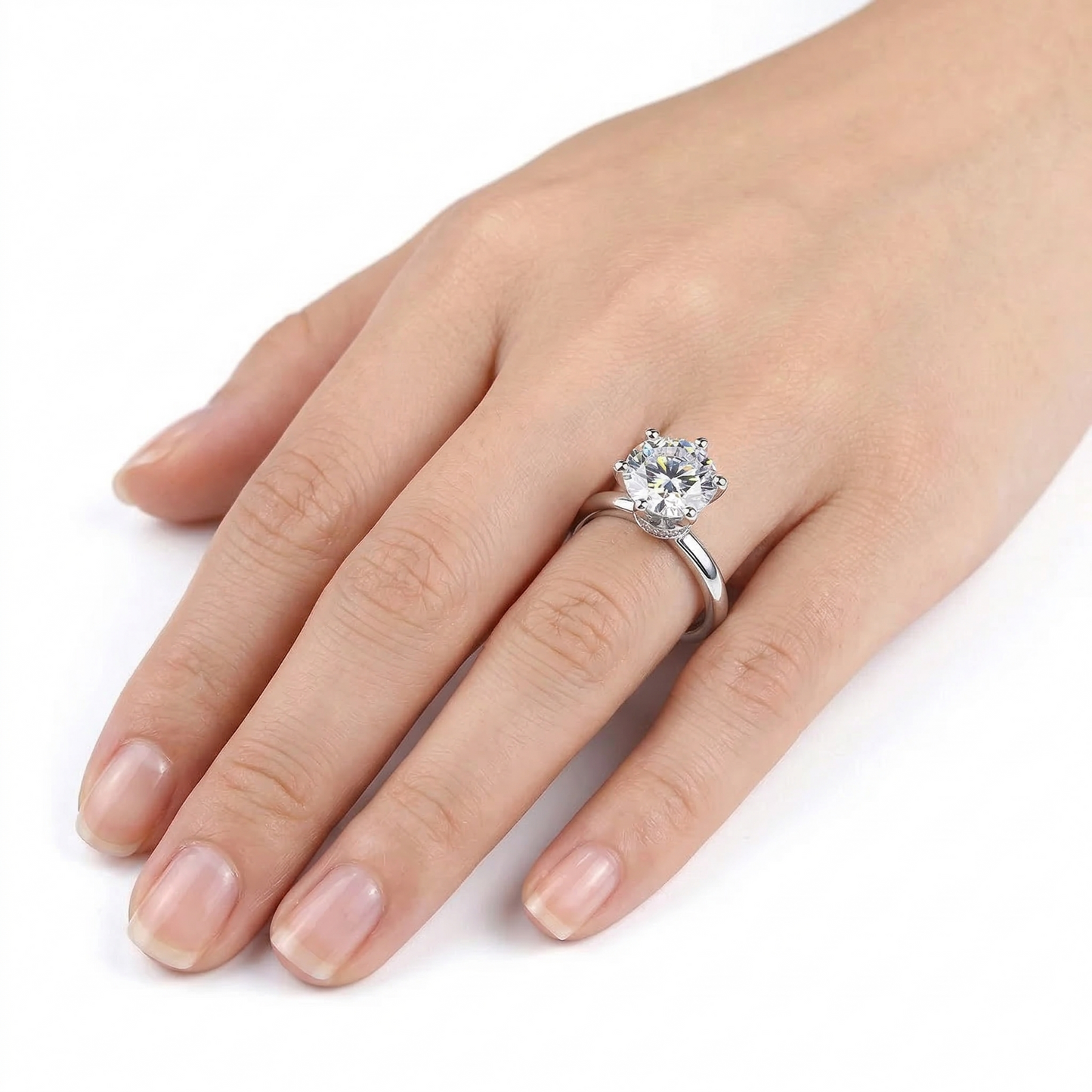 14k White Gold Solitaire Moissanite Promise Rings Woman 1ct - 5ct Options