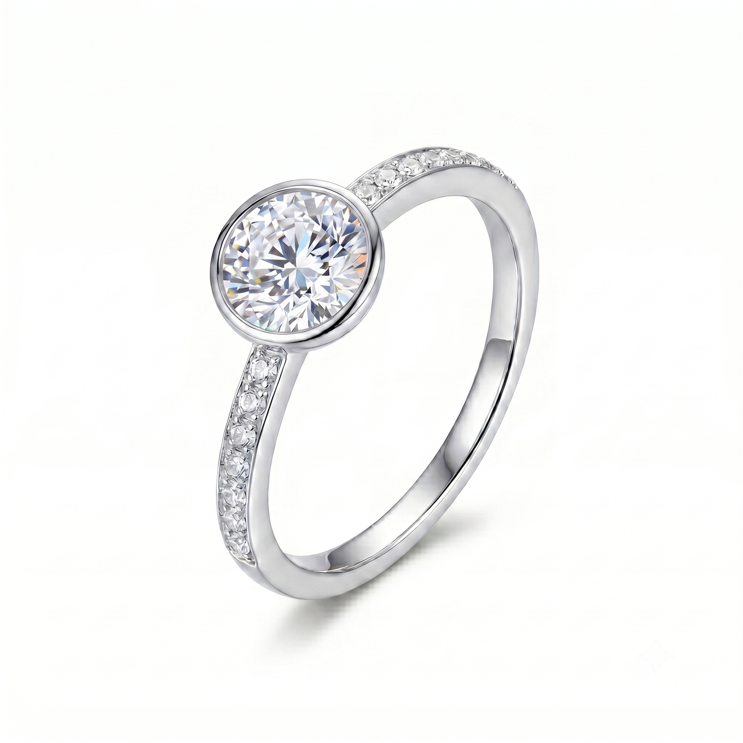 10k / 14k White Gold Moissanite Ring 1ct Center Stone
