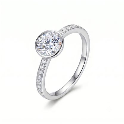 10k / 14k White Gold Moissanite Ring 1ct Center Stone
