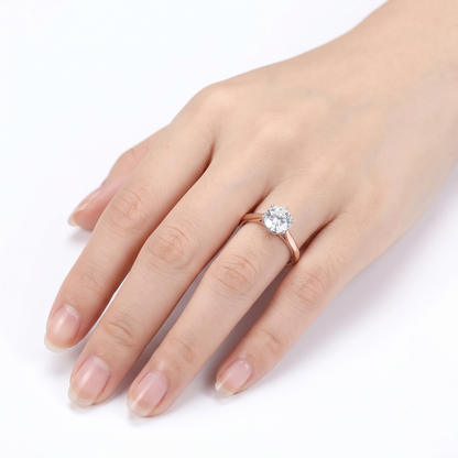 14k Solitaire Moissanite 0.8ct Engagement Ring in Rose Gold & White Gold