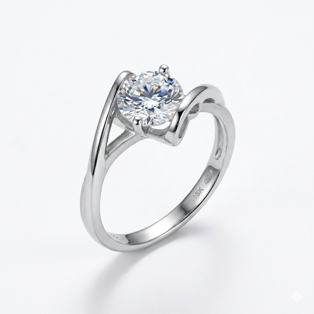 Platinum Plated Silver Moissanite Ring 1ct - 2ct Options