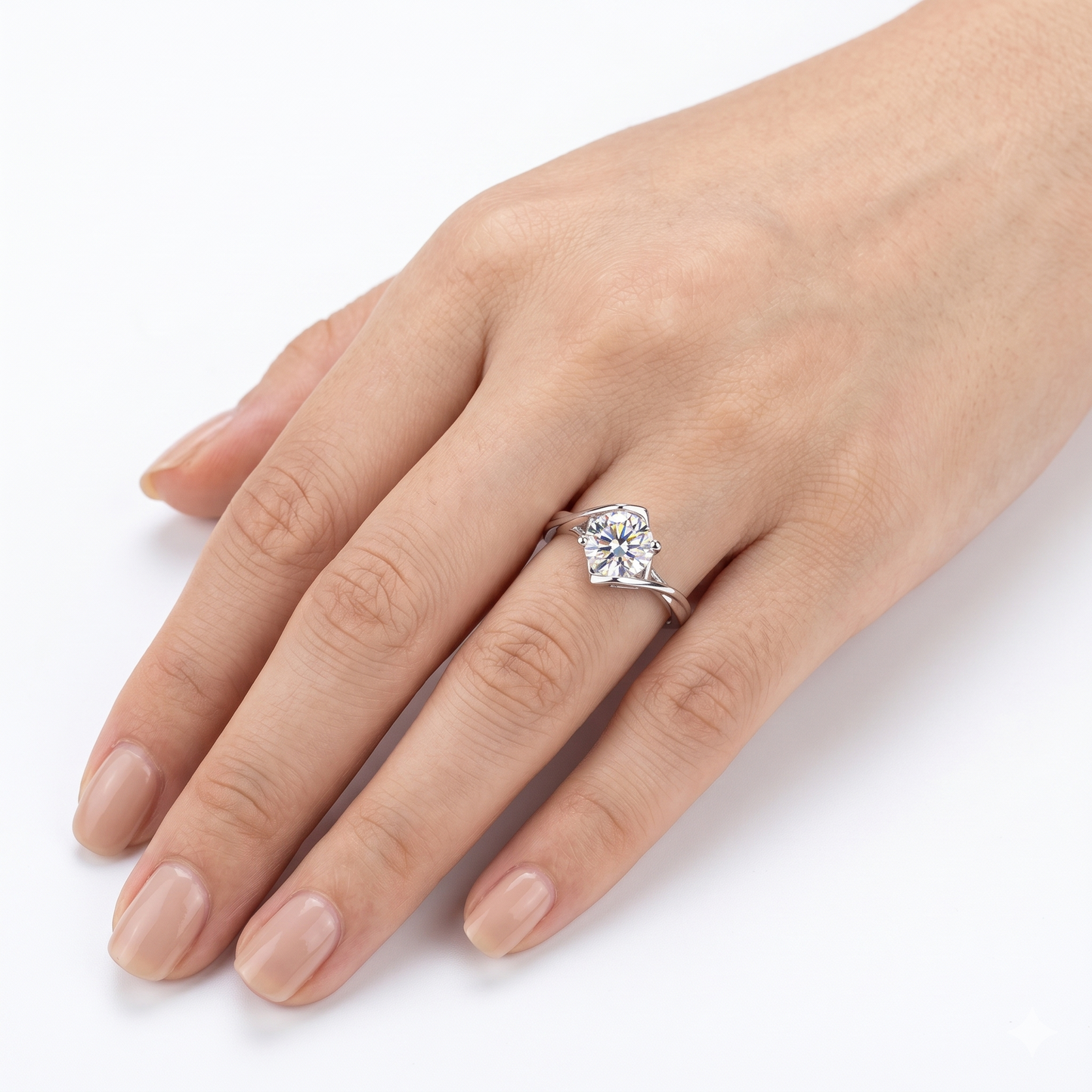 Platinum Plated Silver Moissanite Ring 1ct - 2ct Options