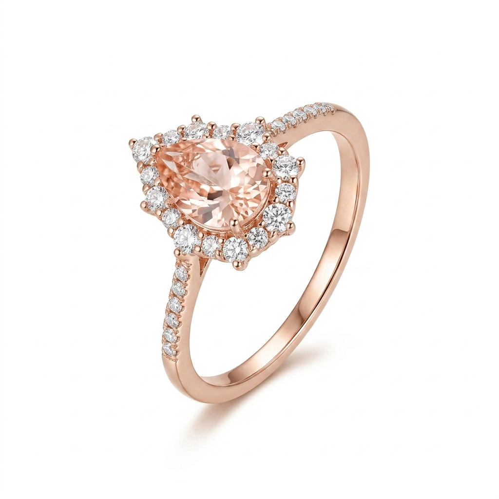 Silver or Gold Pear Cut Halo Engagement Ring 1.25ct