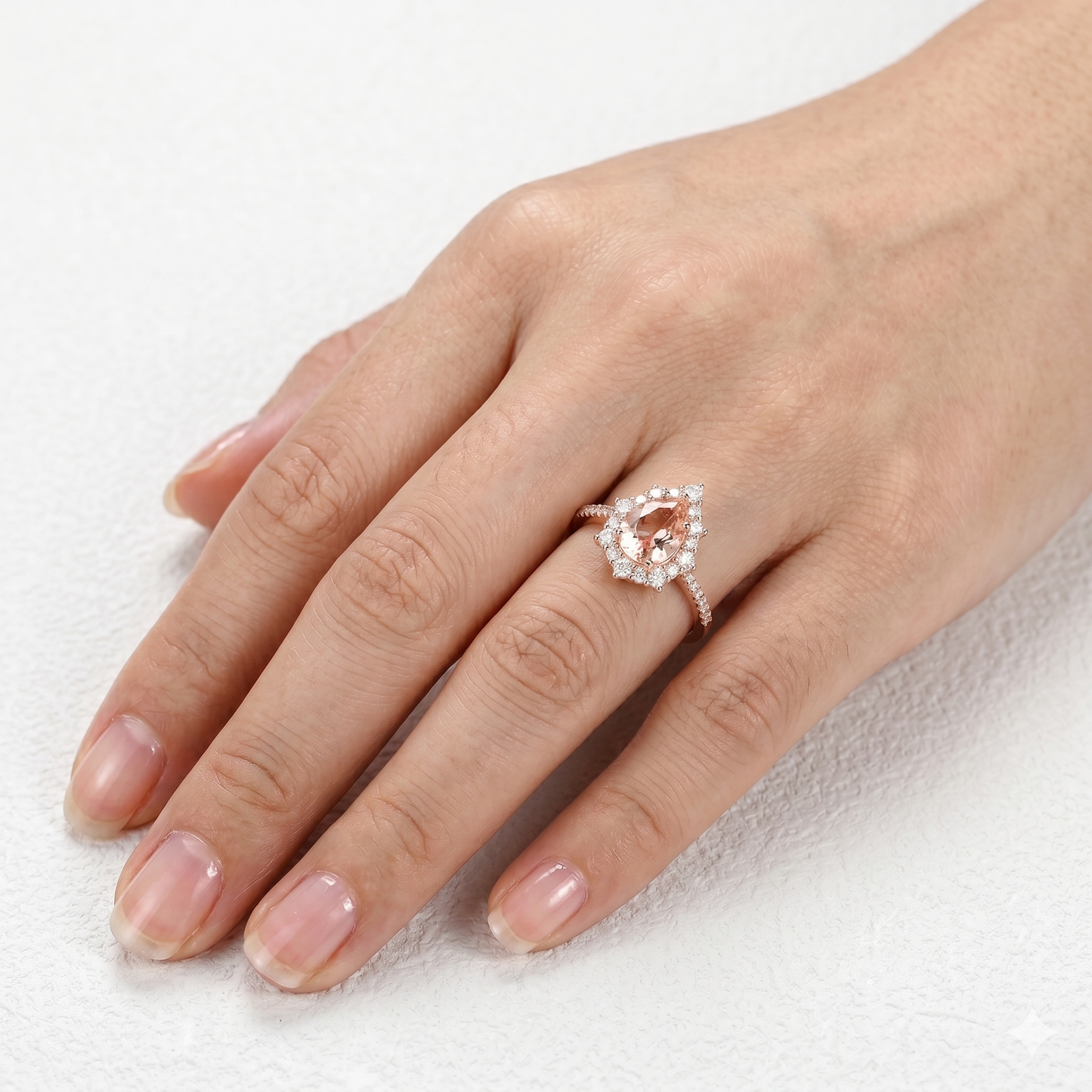 Silver or Gold Pear Cut Halo Engagement Ring 1.25ct