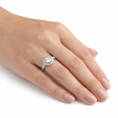 Silver or Gold Filigree Moissanite Milgrain Engagement Ring 1ct