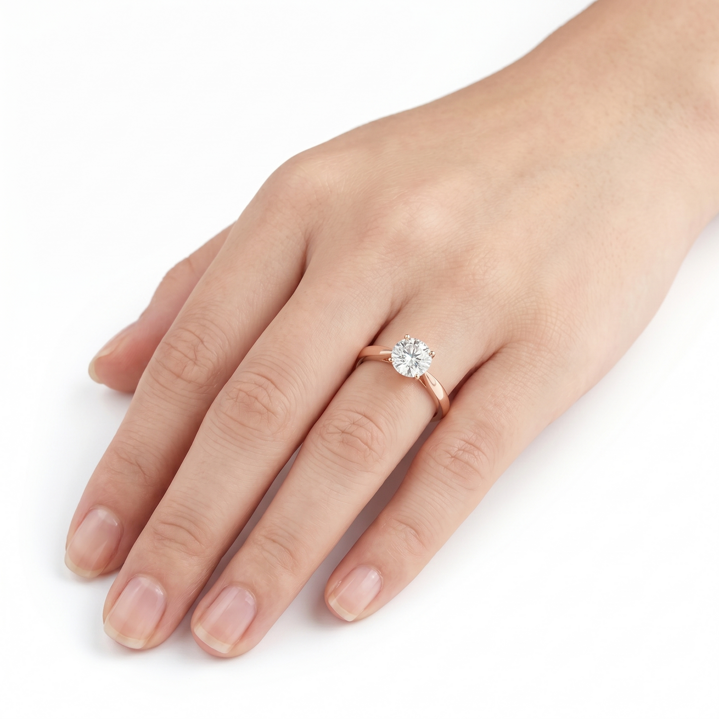 Silver or Gold Solitaire Moissanite Engagement Ring 1ct