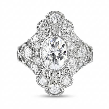 Vintage White Gold Engagement Ring Moissanite 2ct