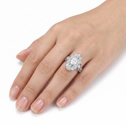 Vintage White Gold Engagement Ring Moissanite 2ct