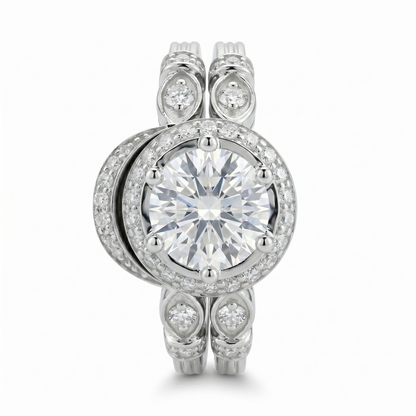 Silver or Gold Moissanite Engagement Set 2ct