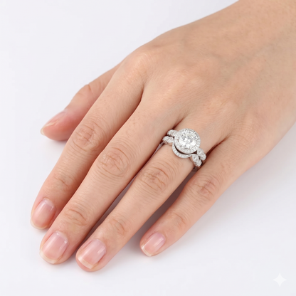 Silver or Gold Moissanite Engagement Set 2ct
