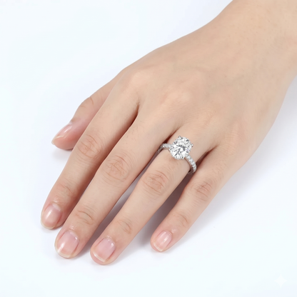 Silver or Gold Moissanite Oval Cut Engagement Ring 3ct
