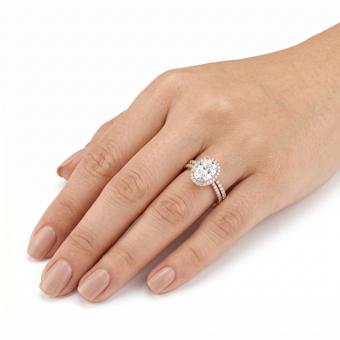 Silver or Gold Moissanite Oval Cut Halo Engagement Ring 1.5ct