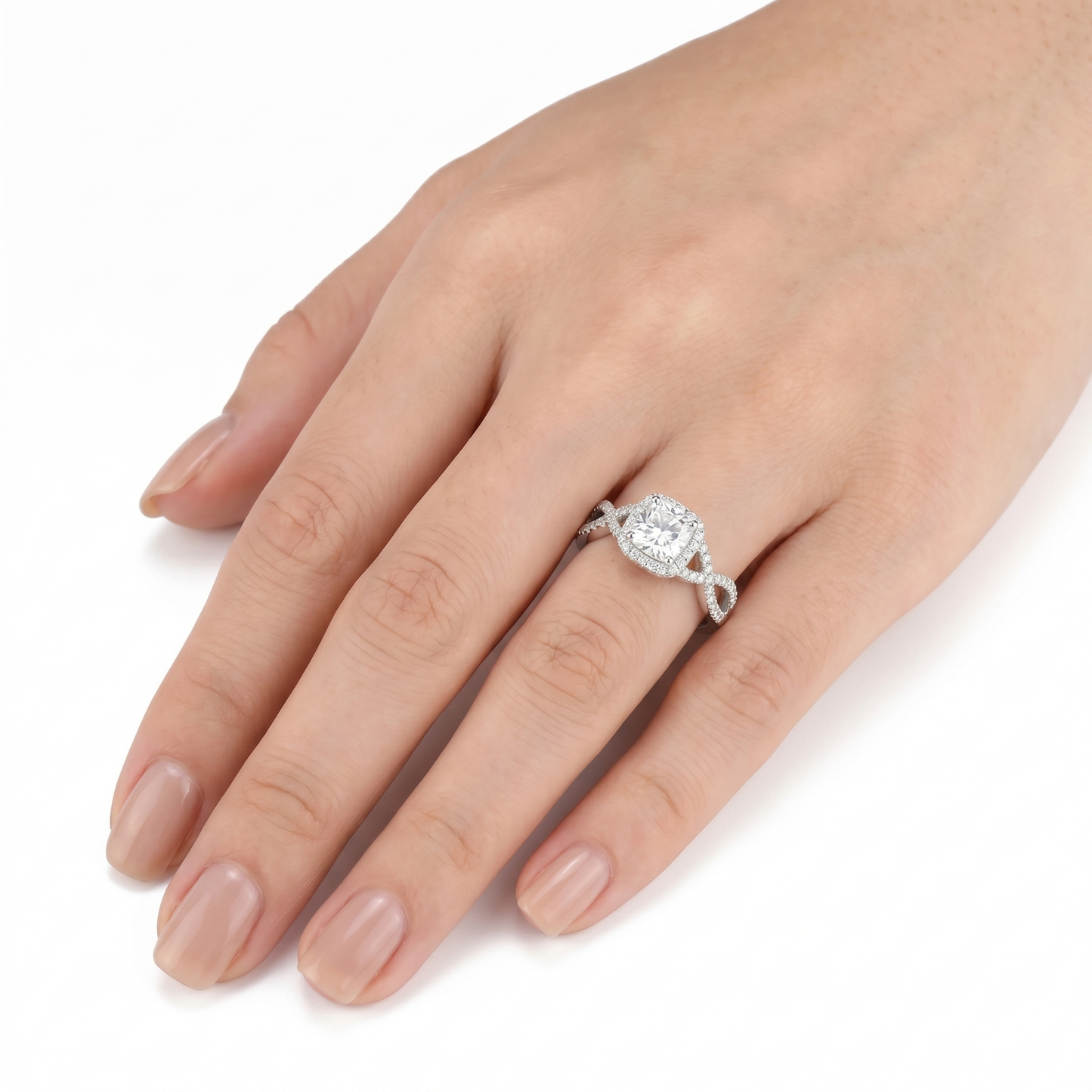 Silver or Gold Moissanite Cushion Ring | Engagement Ring 1ct