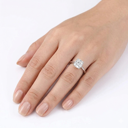 Platinum Plated Silver Solitaire 2 Carat Moissanite Ring