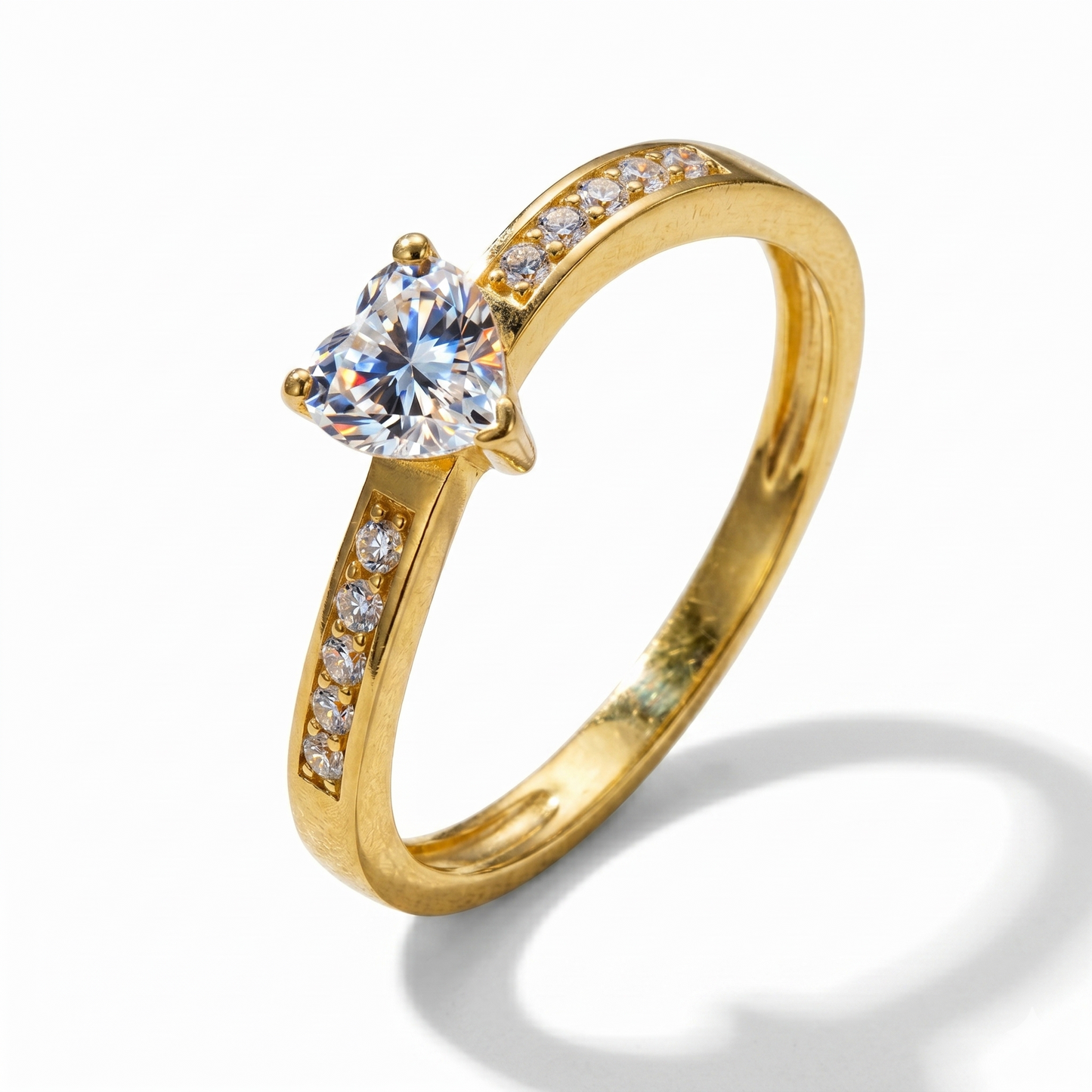 10k Yellow Gold Solitaire Heart Moissanite Ring 0.5 ct