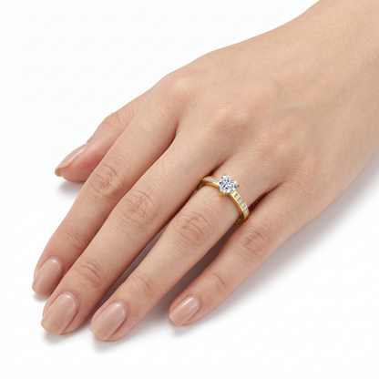 10k Yellow Gold Solitaire Heart Moissanite Ring 0.5 ct