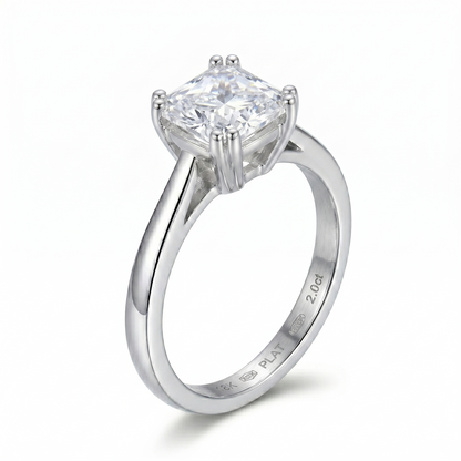 White Gold Plated Silver (multiple color options) Moissanite Promise Rings Women 0.8ct
