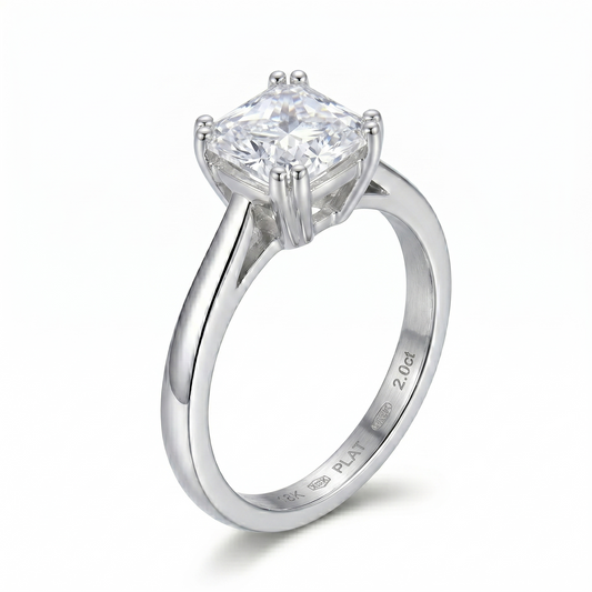 White Gold Plated Silver (multiple color options) Moissanite Promise Rings Women 0.8ct