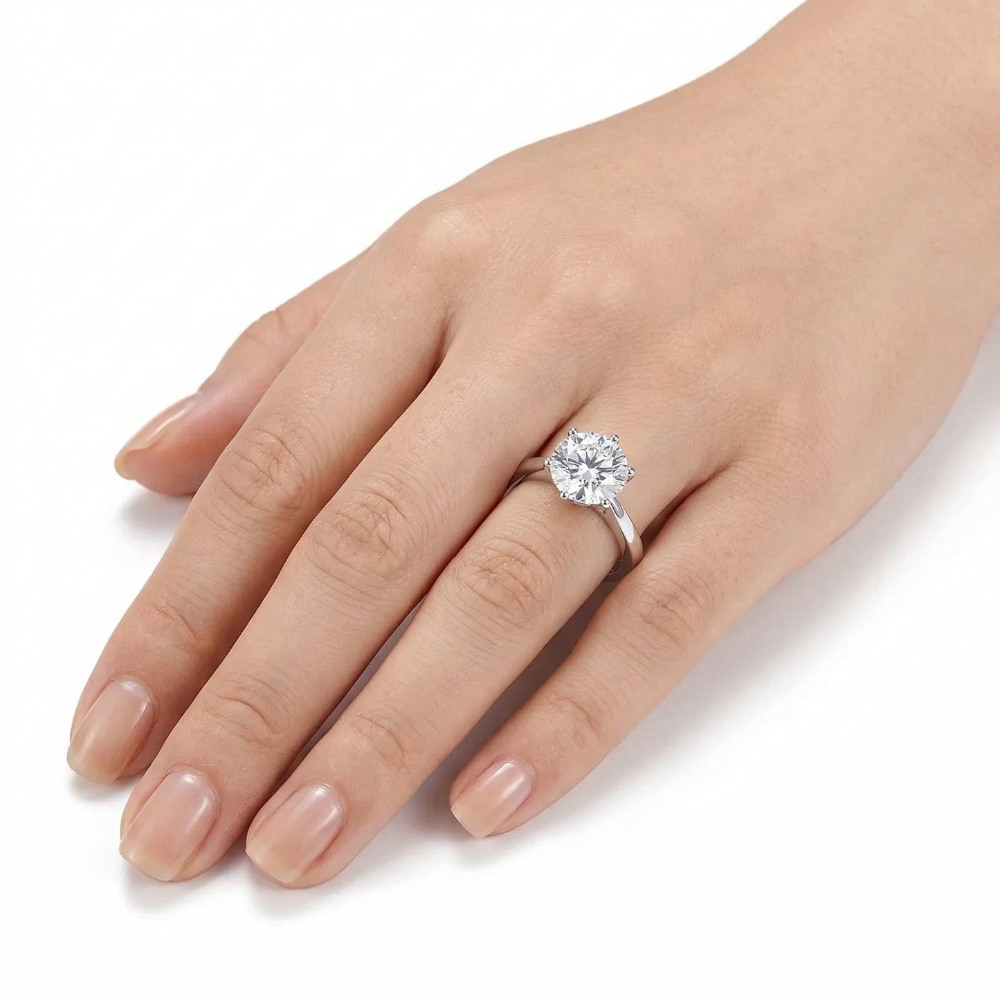 10k / 14k White Gold Solitaire Moissanite Ring 2ct or 3ct