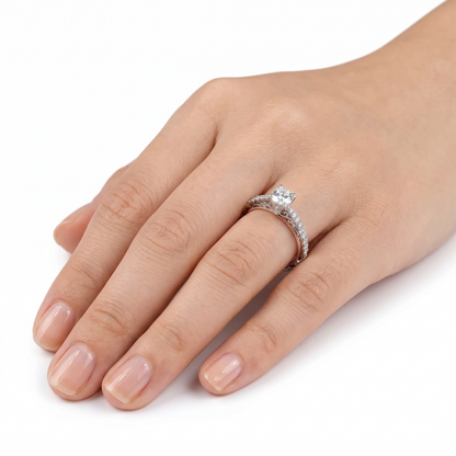 14k Rose & White Gold Moissanite Ring 0.5ct Center Stone - Best Customization Jewelry