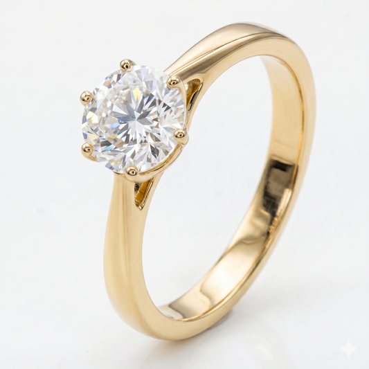 10k Yellow Gold Solitaire Moissanite Ring 1ct / Affordable Wedding Rings for Women