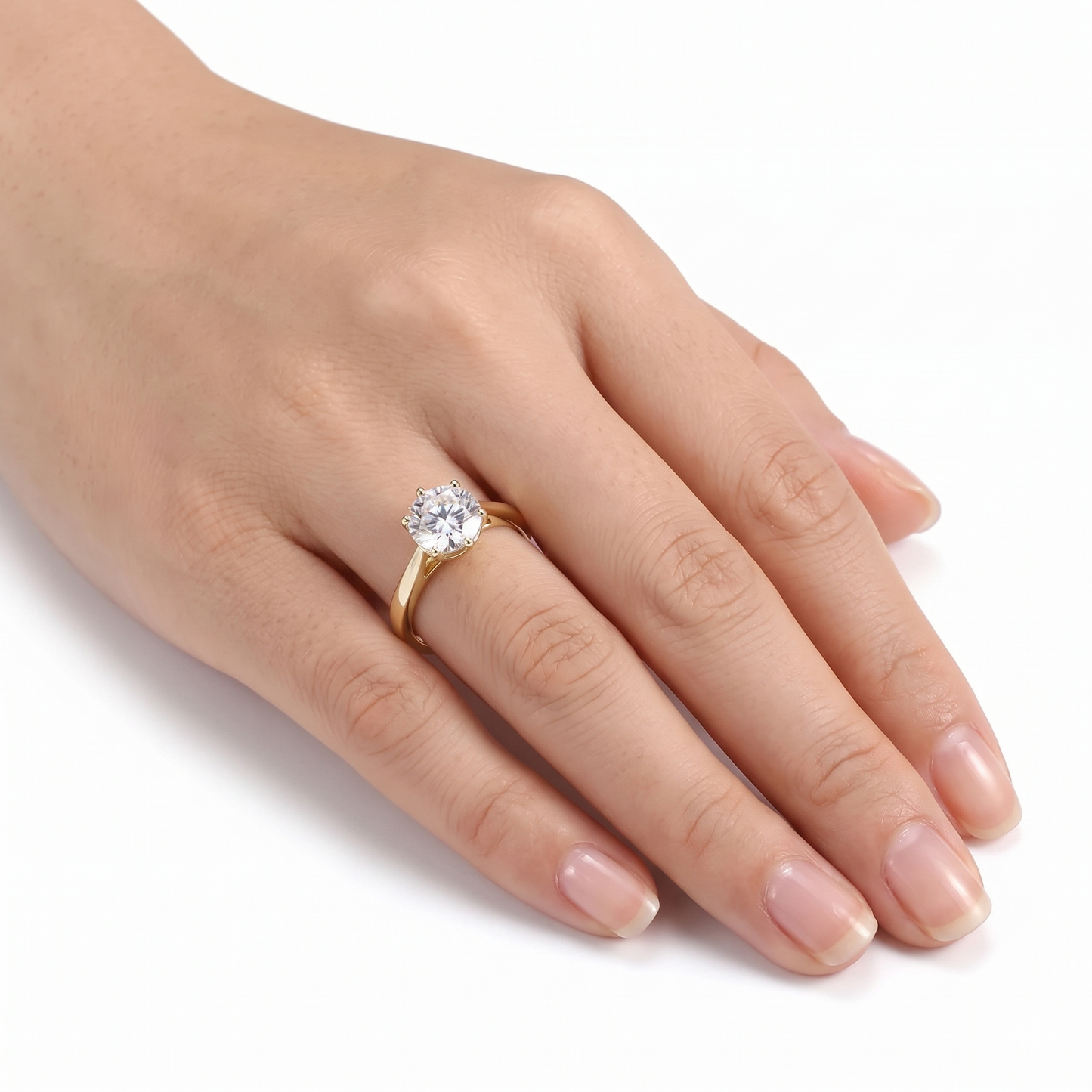 10k Yellow Gold Solitaire Moissanite Ring 1ct / Affordable Wedding Rings for Women