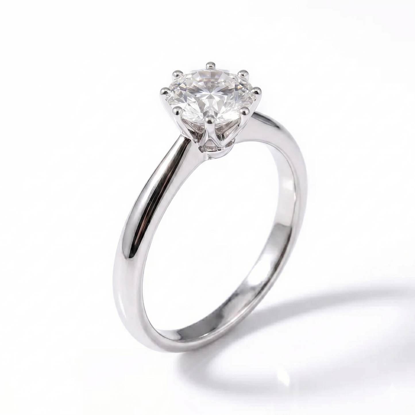 Gold Ring Wedding Ring - 14k White Gold Solitaire Moissanite Ring 1ct