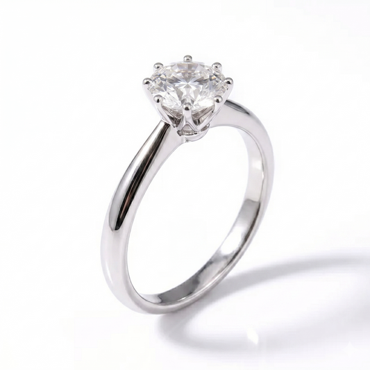 Gold Ring Wedding Ring - 14k White Gold Solitaire Moissanite Ring 1ct