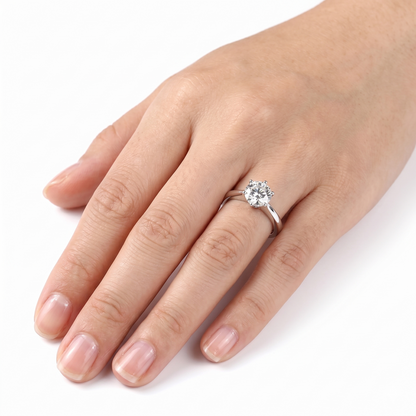 Gold Ring Wedding Ring - 14k White Gold Solitaire Moissanite Ring 1ct