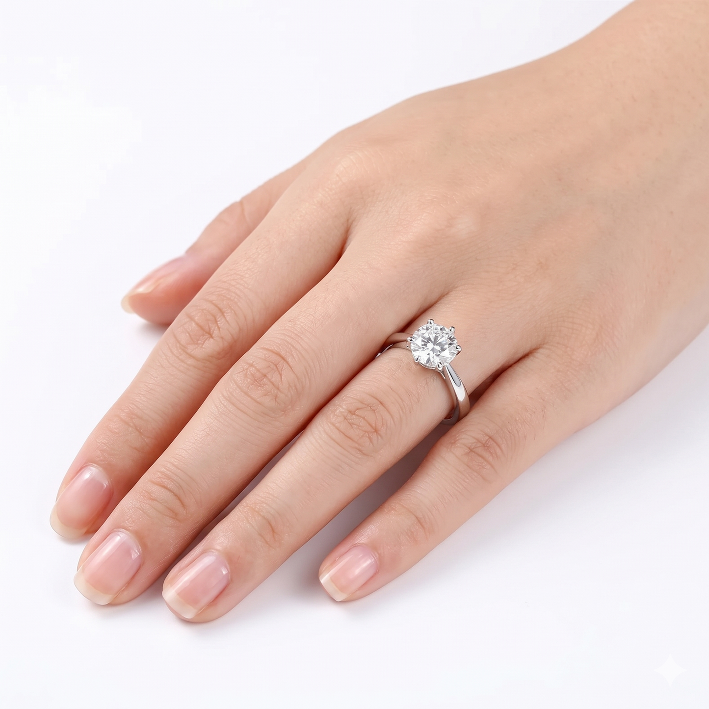 Solitaire Moissanite 14k White Gold Ring 1ct