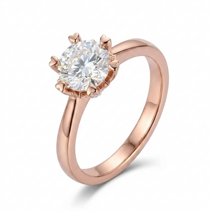 14k Rose Gold Solitaire Moissanite Ring 1ct / Unique Engagement Rings Rose Gold