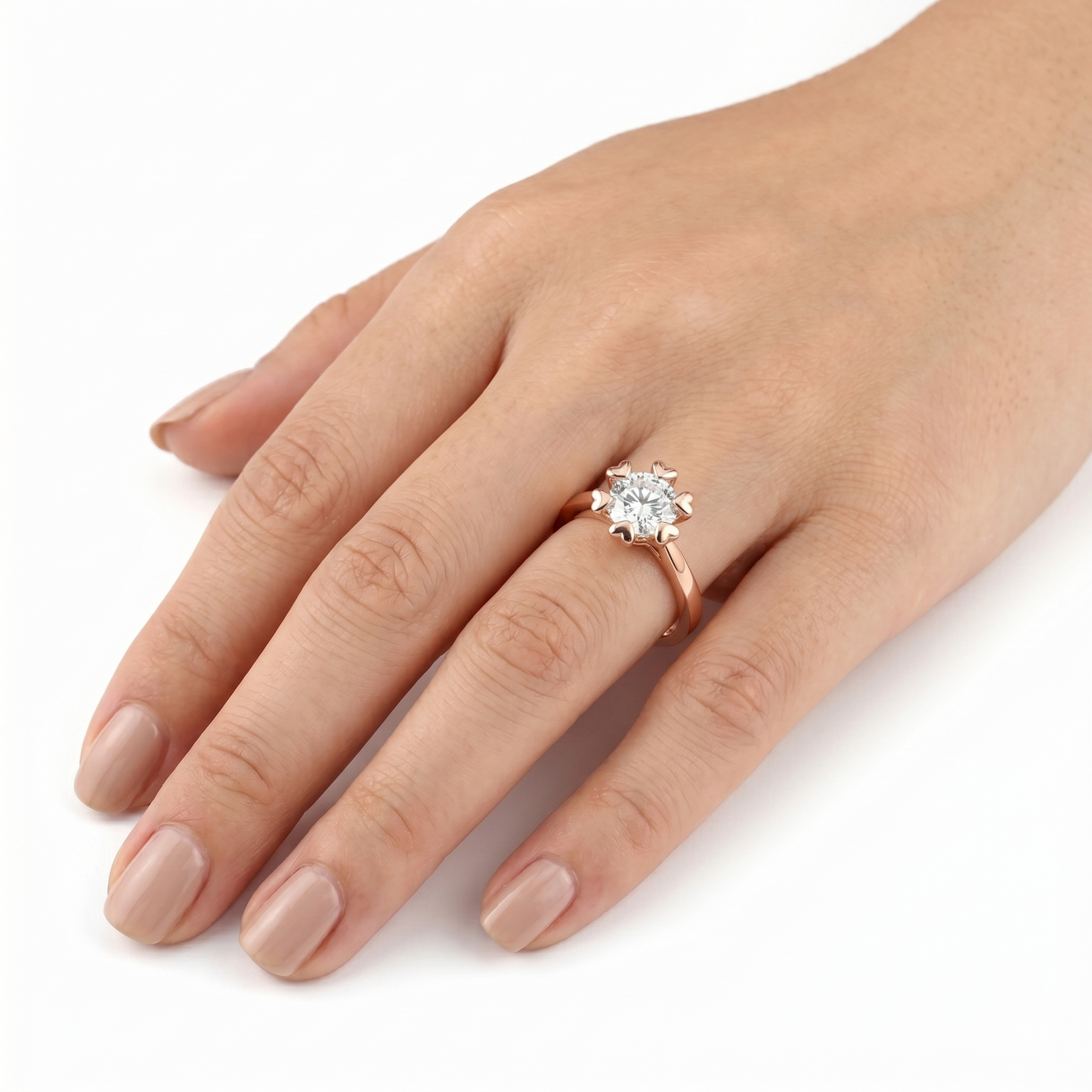 14k Rose Gold Solitaire Moissanite Ring 1ct / Unique Engagement Rings Rose Gold